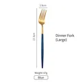 Forchetta da tavola moderna in acciaio 304 finitura oro opaco e blu navy 22,3cm - Forchetta da Tavola Blu Oro (Grande)