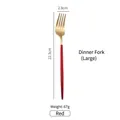 Forchetta grande nordica in acciaio inox 304 con manico rosso opaco e finitura oro - Forchetta da Tavola Rosso Oro (Grande)