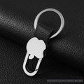 Premium black leather keychain for men with silver apple-shaped metal clip connector - GX-491 Apple Shape Black Leather