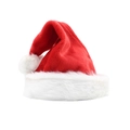 Classic red velvet Christmas hat with white faux fur trim and fluffy pompom detail - Plush Style