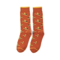 Detailansicht orangefarbener Baumwollsocken mit gelb-grünen Sombrero-Mustern - A055 / Orange Sombrero