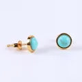 Elegant gold earrings featuring natural turquoise stones and sparkling diamond accents - Turquoise