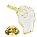 Cartoon middle finger rock hand enamel pin with gold plating and white finish - White Rock Hand