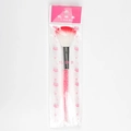 Fächer-Pinsel mit glitzerndem Griff und rot-weißem Farbverlauf für Highlighter - Rosa / Originalverpackung