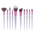 Detail of 10-piece eye makeup brush set with glitter infused handles and soft fiber bristles - 10pcs - Glitter Quicksand