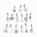 DIY silver charm bracelet kit with crown star and Eiffel Tower pendants on white backdrop - Charms No.7 / 15 Pcs Pack