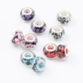 Set of 10 colorful European glass charm beads with floral patterns for DIY bracelets - Mixed Color Flower Lampwork Beads No.15 / 10 Pieces Pack