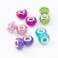 Colorful glass charm beads with silver metal core for DIY snake chain bracelets - Mixed Color Bubble Beads No.13 / 10 Pieces Pack