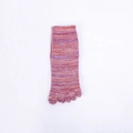 Pink purple cotton blend five-toe yoga socks in a mid-calf length displayed on white background - Pink Melange