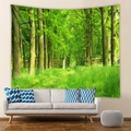 Close-up of bohemian forest tapestry showing high-quality vibrant green leaf printing details - 73X95CM (Brushed Fabric) / Midsummer Green Forest (GT100013)