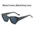 Geometric cat-eye sunglasses with black frame and dark grey lenses for a hip-hop look - Black Frame Grey Lens