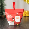 Red Christmas gift bag with festive Santa and reindeer graphics and satin handles - Q557-Red