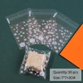 95pcs clear self-adhesive bags with daisy bear pattern for cookies and nougat, 7x7+3cm - Pink Chrysanthemum