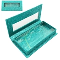 Scatola per ciglia glitter turchese con finestra trasparente e nastro interno - Glitter Blu Acqua
