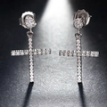 Elegant S925 sterling silver cross stud earrings with sparkling white cubic zirconia - Pave Cross Stud Earrings / Silver Cross (SE37)