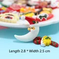 Christmas resin Santa Claus and moon charms for DIY crafts, 2.8 x 2.5 cm size - Moon Santa Claus