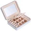 Portagioie portatile in pelle PU bianca con specchio per anelli e orecchini - Bianco