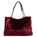Bolso tote de piel sintética burdeos con cadena de metal negro y asa de cuero - Rojo