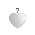 Polished stainless steel heart-shaped pendant with silver mirror finish on white background - 25*31mm / Steel