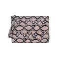 Pink snakeskin pattern women's clutch bag with wristlet and secure zipper closure - Pink