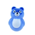 Vue détaillée d'un mini ours culbuto bleu au design arrondi et nostalgique pour enfants - Style ours