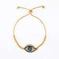 Adjustable gold evil eye bracelet with blue zircon inlay and sliding box chain design - Full Zirconia Ring Eye Style