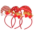 Trois serre-têtes de Noël festifs avec couronnes scintillantes et bonnets à motifs - Serre-tête Chapeau Couronne / Coloré