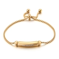 Elegante bracciale regolabile a catena veneziana dorata con barra curva e zirconi incastonati - Oro (KB115707-K)