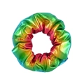 Detailed view of metallic rainbow gradient scrunchie with shiny holographic fabric texture - Rainbow Gradient Metallic Foil (15)