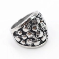 Unisex gothic stainless steel wide ring featuring vintage skull pattern all around - US 8 / Steel Color (03502)