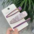 Set di 3 fermagli per capelli viola con resina marmorizzata e mollette in lega - 6# Set di 3 Fermagli per Capelli Viola