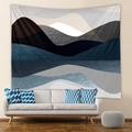 Arazzo moderno con montagne astratte e motivi geometrici blu per l'arredo del soggiorno - 73X95CM (Tessuto spazzolato) / Patchwork geometrico di montagna astratta (GT103006) / GT103006
