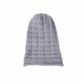Close-up of light grey beanie showing textured checkerboard knit pattern and soft fabric - Light Gray