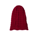 Women's dark red ribbed knit beanie with textured waffle pattern for outdoor winter wear - Burgundy