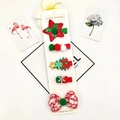 5-piece set of festive Christmas hair clips with tree, stars and red pom poms - Star 5-Piece Set