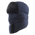 Winter navy bomber hat with black faux fur lining and windproof face mask for outdoor - Adjustable / Navy Blue