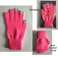 Rose pink thermal knit gloves with touchscreen fingertips and soft brushed lining - Pink Brushed