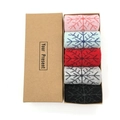 Five pairs of winter wool socks with snowflake patterns in a gift box - Snowflake Style
