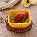 Realistic mini chicken feet food bowl keychain on a decorative woven mat background - Chicken Feet / Diameter 6.5cm, Height 3cm