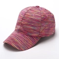 Berretto da baseball unisex a righe colorate con visiera curva per protezione solare esterna - Rosa Rossa