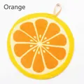 Absorbent microfiber orange fruit pattern hand towel with hanging loop for kitchen - Orange
