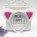White plush cat ear headband with pink inner lining for party and festival costumes - White with Rose Red Cat Ears