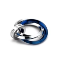 Macro shot of interlocking triple ring necklace with blue and silver bands and pavé crystals - Blue (Pendant Only)