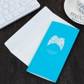 Blue Christmas 3D wings heart greeting card set with envelope on desk - Blue Wings