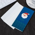 Biglietto di Natale 3D blu con Babbo Natale, albero verde e busta bianca - Babbo Natale Fondo Blu