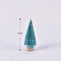 7cm mini blue-green sisal Christmas tree with snow frosting and round wooden base - Blue Tree with Wood Base - 7cm