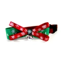 Collare natalizio per animali con fiocco, fiocchi di neve e campanello in rosso e verde - Verde Buon Natale Fiocco di Neve / 1.0*(20-36)CM