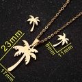 Conjunto bohemio de collar y pendientes de palmera dorada con medidas detalladas - Dorado