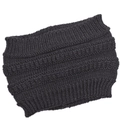 Close-up of the black chunky knit headband featuring a detailed wave texture pattern - Dark Gray