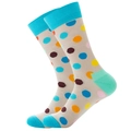 Chaussettes mi-hautes kaki à pois multicolores et finitions bleu ciel contrastées - Taille 38-45 / Bleu Ciel à Pois